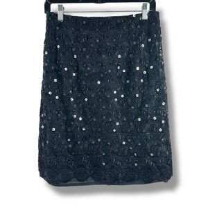 Surya Size M Sequin Embellished Lace Mini Skirt Black Party Glam Going‎ Out Y2K